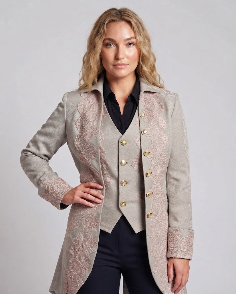 Women's Elegant Fashion Glam Jacket with Opulent Lace Embellishments Fashion Glam