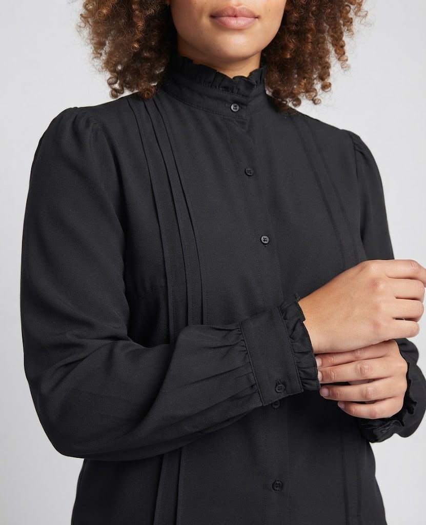 Women's elegant ruffle shirt with stand-up collar Fashion Glam