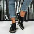 Fashion Glam | Patent Leather Oxford Shoes With Chunky Sole For Women