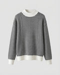 Women's fine-knit pullover with chevron stripes and light mock neck Fashion Glam