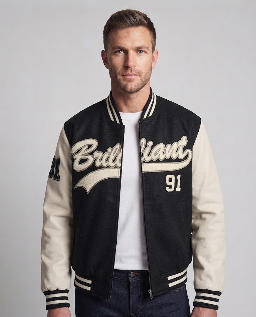 Men's Elegant Bomber Jacket with Embroidered Design Fashion Glam