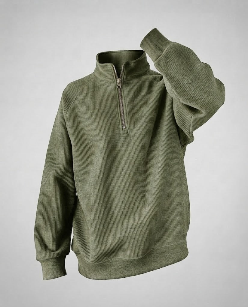 Men's Urban Stand-Up Collar Pullover with Zip Fashion Glam