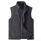 Men's Multifunctional Outdoor Vest with Mesh Lining, High Collar and Zip Pockets
