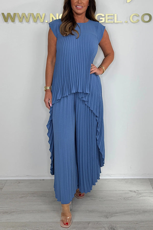 Sherry™ Pleated Midi Top & Wide-Leg Pants Set