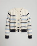 Women's Striped Cardigan with Round Neck and Ribbed Hem Fashion Glam