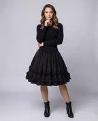 Women's A-line skirt with voluminous ruffles and elastic waistband Fashion Glam