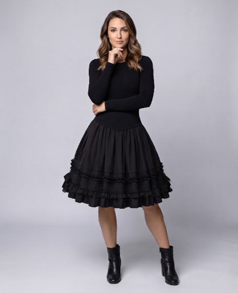 Women's A-line skirt with voluminous ruffles and elastic waistband Fashion Glam