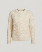 Women's chunky knit sweater with cable pattern, oversized cut and round neckline Fashion Glam