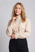Women's Elegant Ruffle Blouse with High-Quality Lace and Tailored Cut Fashion Glam