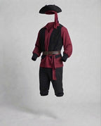 Men's pirate costume with historical top and detailed Glam fashion belt Glam fashion