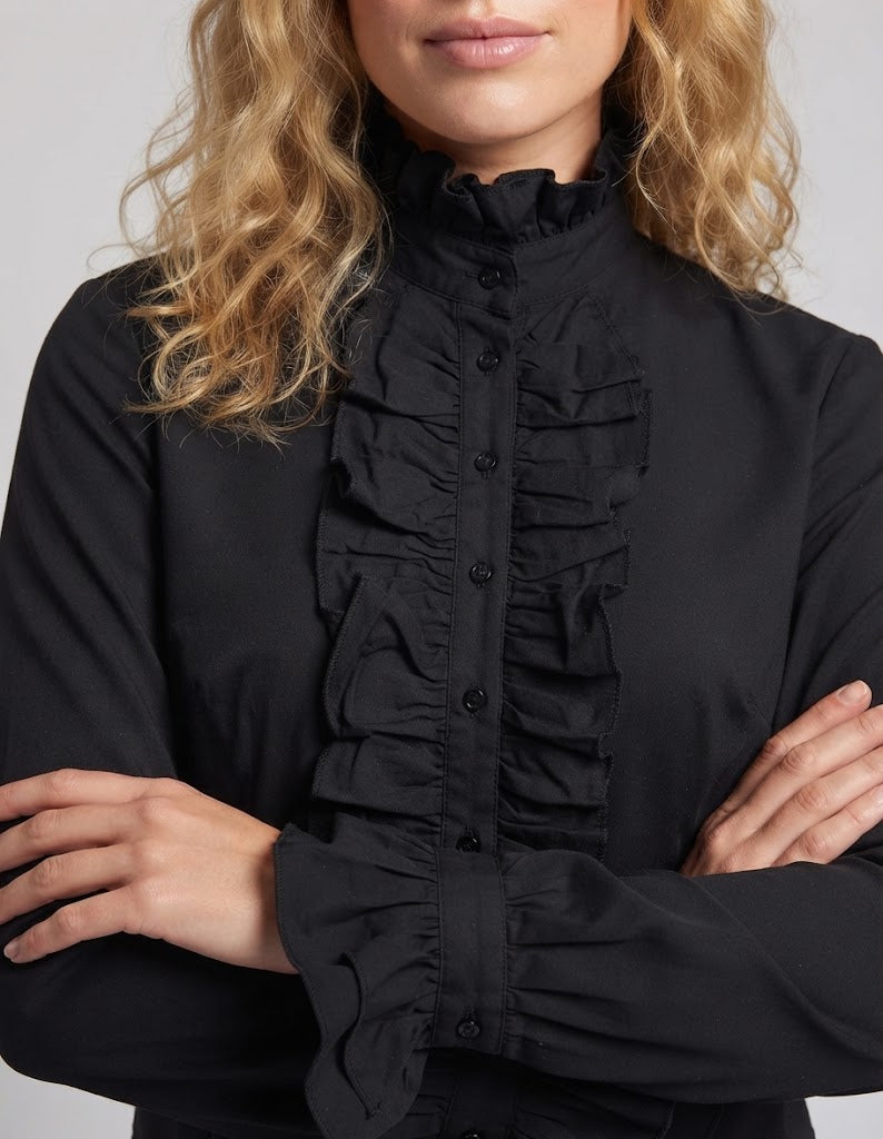Women elegant lace blouse with ruffle details Fashion Glam