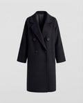 Women Mid-length Wool Blend Long Coat with Oversized Shoulders, Notched Collar and One-Button Front