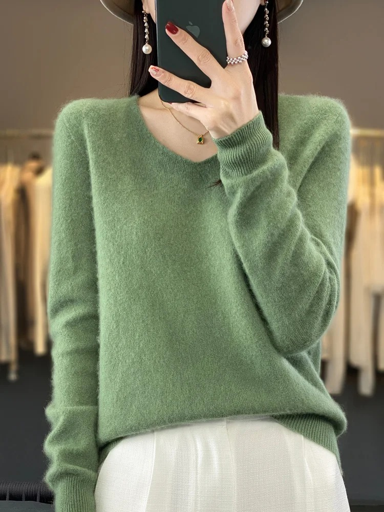 Fashion Glam | Cashmere Pullover Women Elegant V-neck, Soft & Comfortable