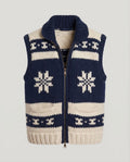 Women's Chunky Knit Norwegian Vest with Stand-Up Collar and Patch Pockets Fashion Glam