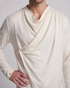 Men Draped Long Sleeve Shirt with Asymmetrical Fall Fashion Glam