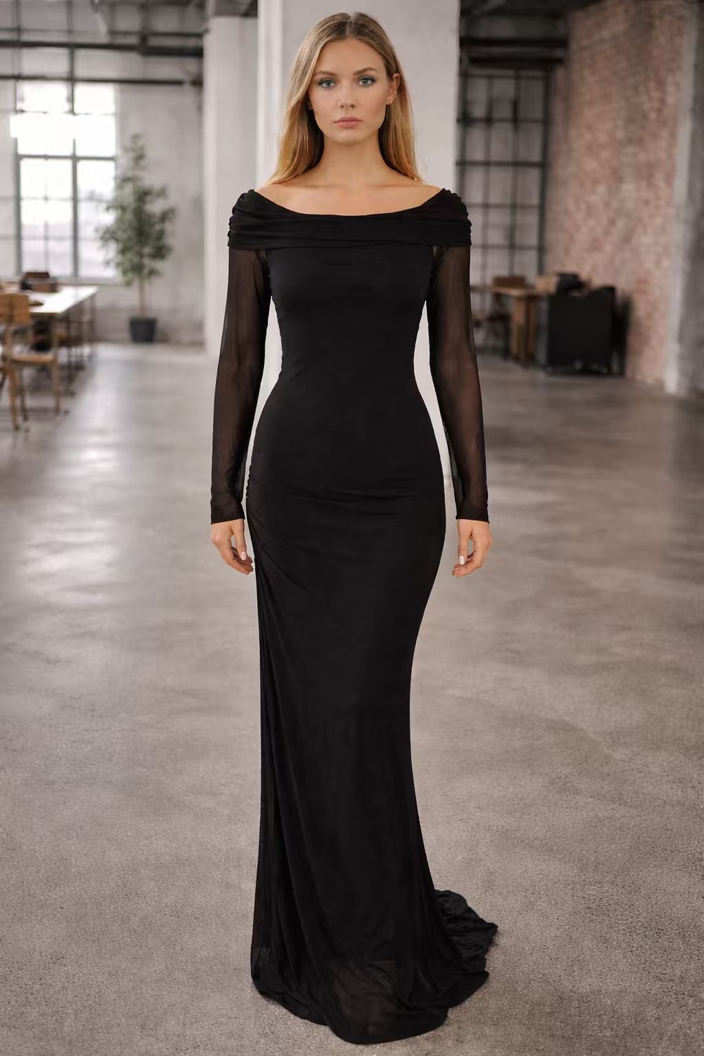 Women's Sleeveless Maxi Dress with Ruffle Details and Off-the-Shoulder Design