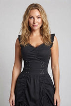 Women Elegant Vintage Dress with Ruffles and Lacing Fashion Glam