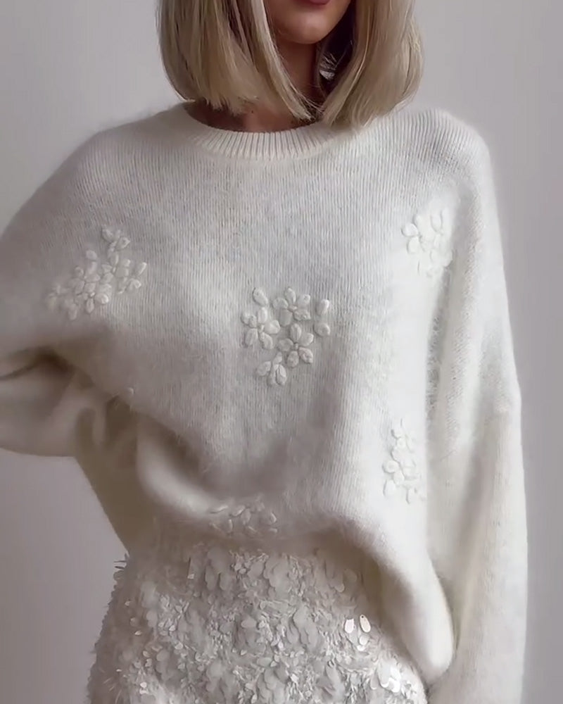 Fashion Glam | Casual Round Neck Long Sleeve Plain