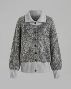 Women's Chunky Knit Oversized Button Jacket in Mohair Look Fashion Glam
