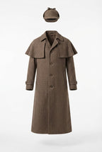 Men's Sherlock Holmes costume with intricately detailed Sherlock hat and legendary coat Fashion Glam