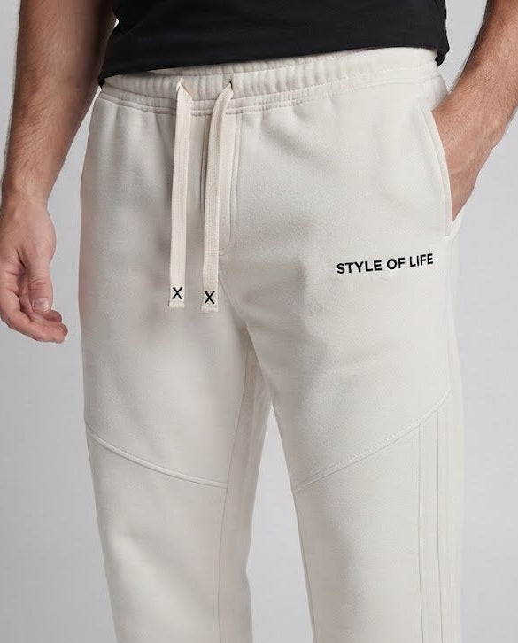 Men's Wide Relaxed Sweatpants with Drawstring, Ribbed Side Panels and Logo Detail Fashion Glam