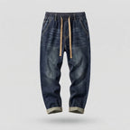 Men's Casual Denim Jogger Pants with Elastic Waistband and Drawstring Fashion Glam