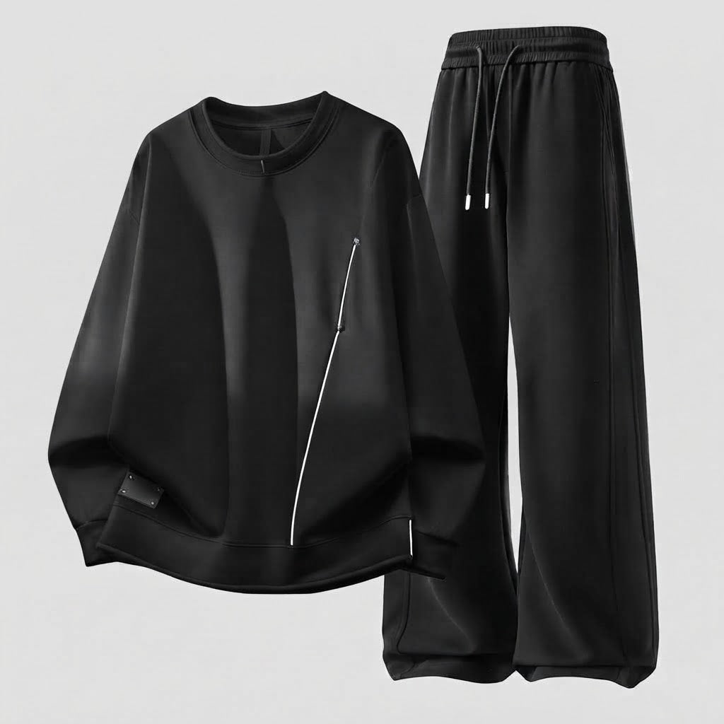 Herren Oversize-Freizeitset aus schwerer Baumwollmischung mit Rundhals-Sweatshirt & weiter Jogginghose Fashion Glam