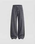 Women Wide Cut Relaxed Five-Pocket Denim Pants with Floor-Length Hem Fashion Glam