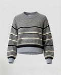 Women's Striped Fine Knit Sweater with Raglan Sleeves and Ribbed Hem Fashion Glam