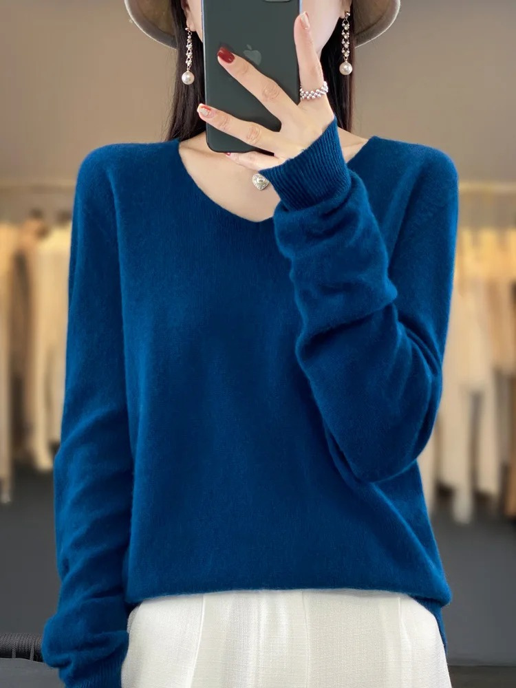 Fashion Glam | Cashmere Pullover Women Elegant V-neck, Soft & Comfortable