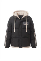 Women's trendy quilted hoodie with high-quality teddy inner construction and sporty striped sleeves