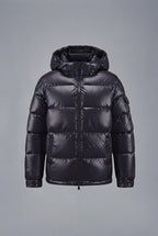 Men's Shiny Quilted Winter Jacket with Hood, Wind-resistant Shell & Zipper Pockets Fashion Glam