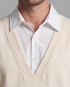 Herren Oversize-Pullover mit tiefem V-Ausschnitt und eingesetztem Hemdkragen Fashion Glam