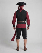 Men's pirate costume with historical top and detailed Glam fashion belt Glam fashion