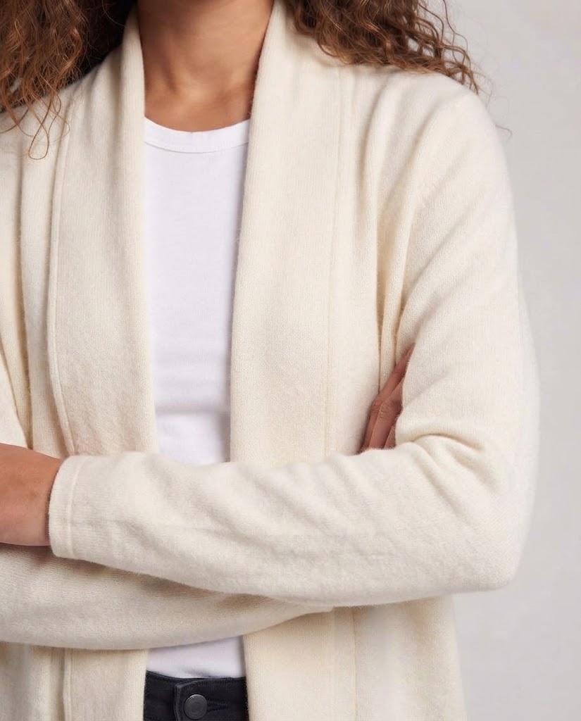 Women's Collarless Tailored Knit Coat with Tie Belt Fashion Glam