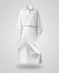 Women Two-Piece Blouse and Wrap Look Maxi Skirt Set with Boxy Shirt and Draped Skirt Fashion Glam