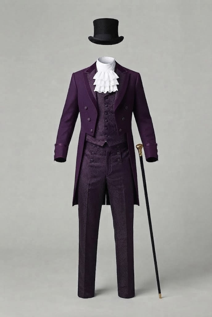Men's elegant tailcoat with intricate decorations and double button placket Fashion Glam
