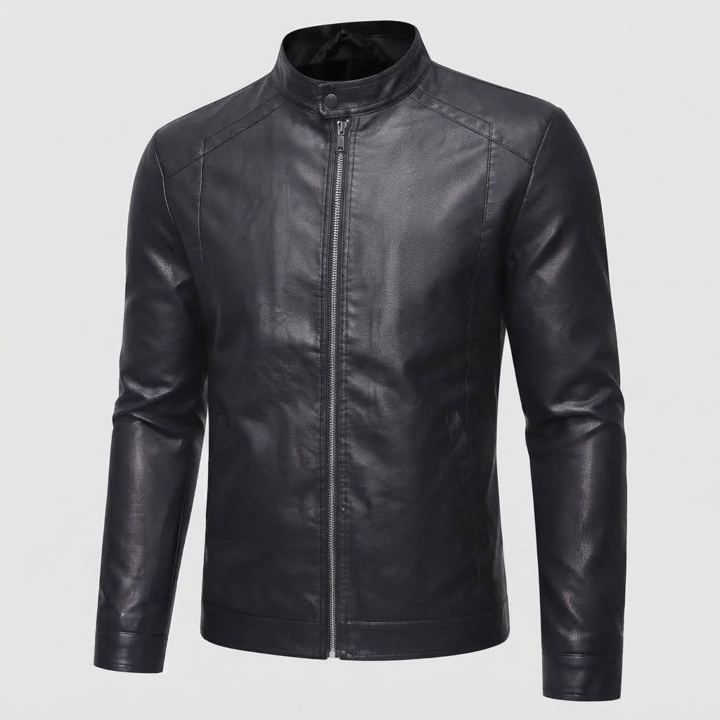 Men's Fashion Faux Leather Jacket with Stand-Up Collar Fashion Glam 1788321813