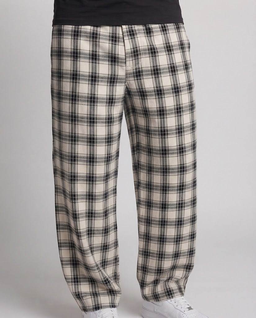 Men's Check Wide-Leg Palazzo Pants with Loose Drawstring and Floor-Length Fall Fashion Glam