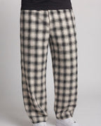 Men's Check Wide-Leg Palazzo Pants with Loose Drawstring and Floor-Length Fall Fashion Glam