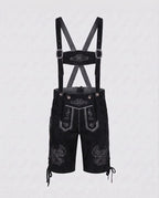 Men's Trachten Leather Shorts with Decorative Straps Fashion Glam