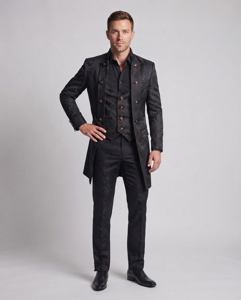 Men's elegant tailcoat with elaborate embellishments Fashion Glam
