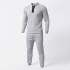 Men's Athletic Slim Loungewear Set with Half Zip Henley and Tapered Jogging Pants Fashion Glam