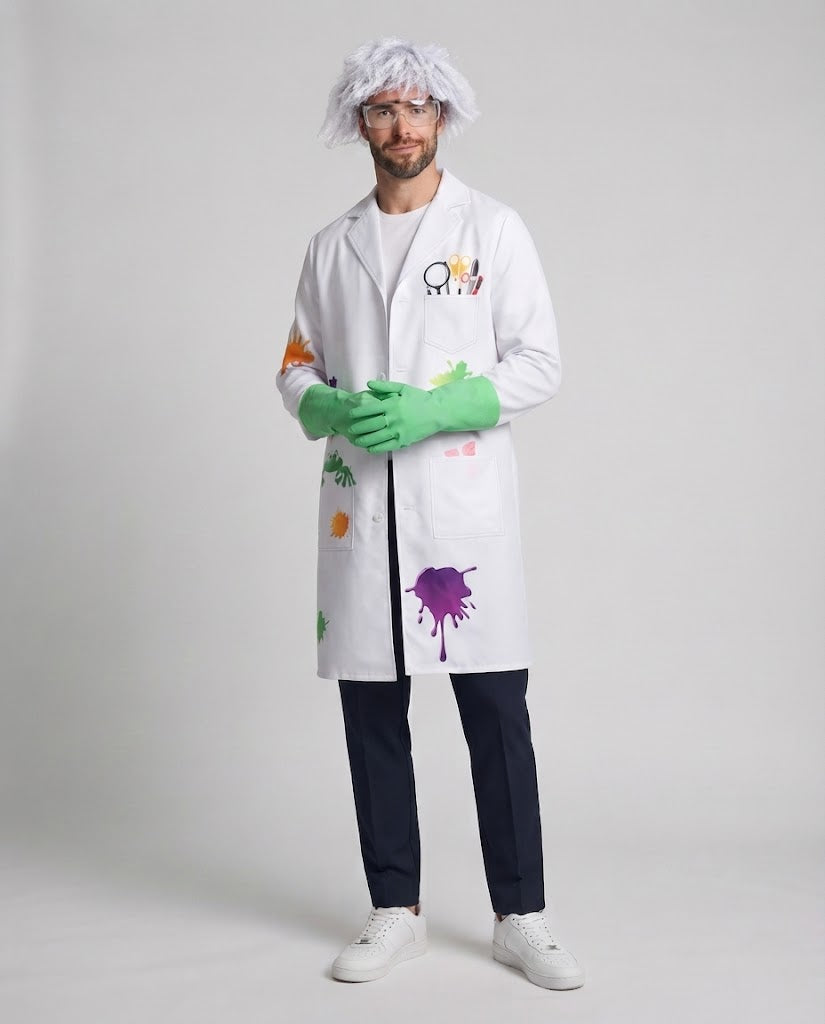 Men's Scientist Costume with Colorful Colors and Accessories Fashion Glam