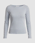 Women's Striped Long Sleeve Boat Neck Top with Slim Fit Fashion Glam