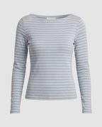 Women's Striped Long Sleeve Boat Neck Top with Slim Fit Fashion Glam