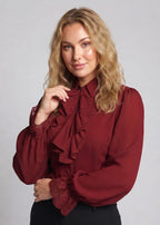 Women Ruffled Blouse with Elegant Collar Area Fashion Glam