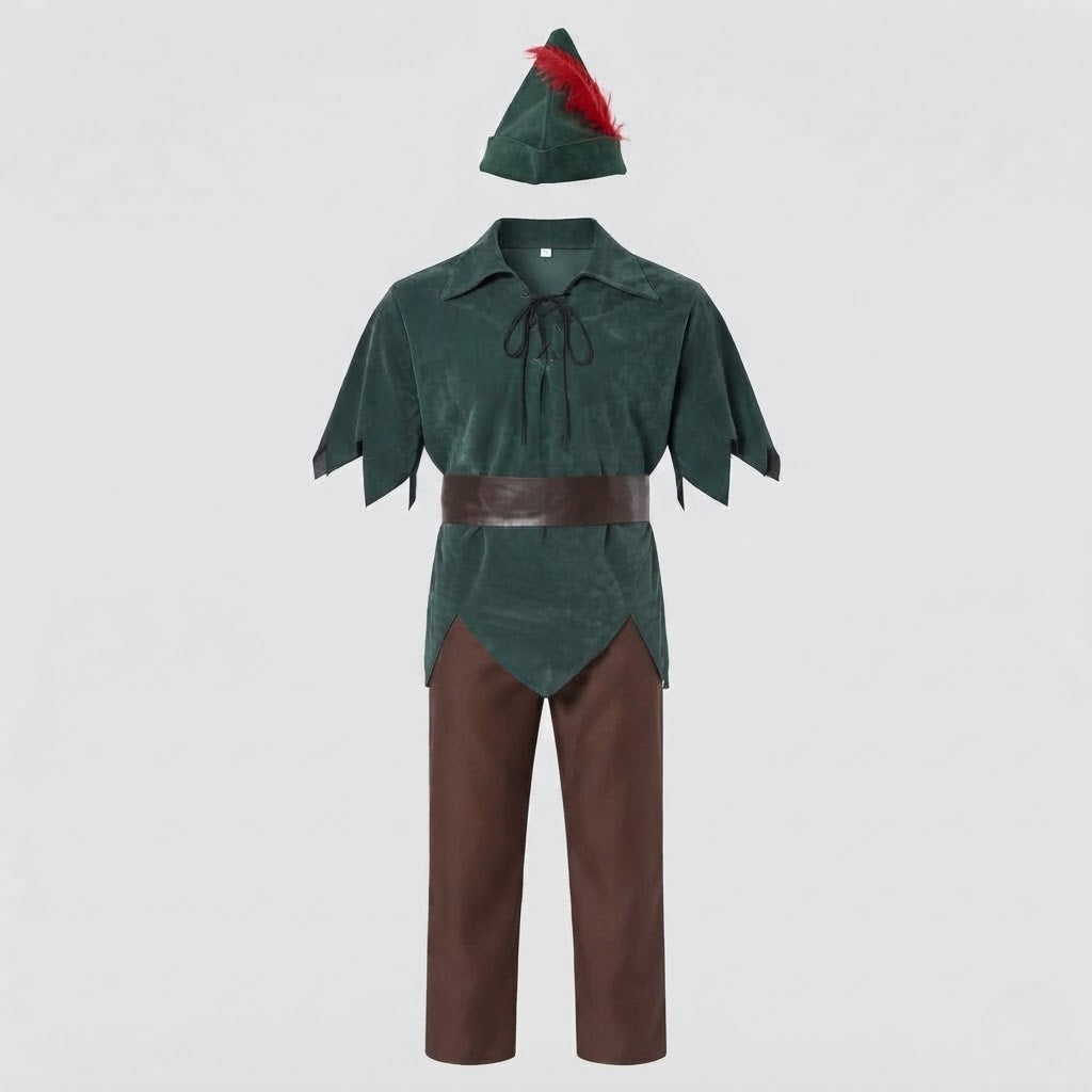 Men's Peter Pan Costume with Hip Belt and Characteristic Hat Fashion Glam