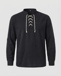 Men's short sleeve shirt with lacing and stand-up collar Fashion Glam
