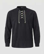 Men's short sleeve shirt with lacing and stand-up collar Fashion Glam
